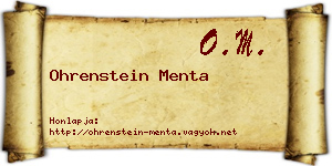 Ohrenstein Menta névjegykártya